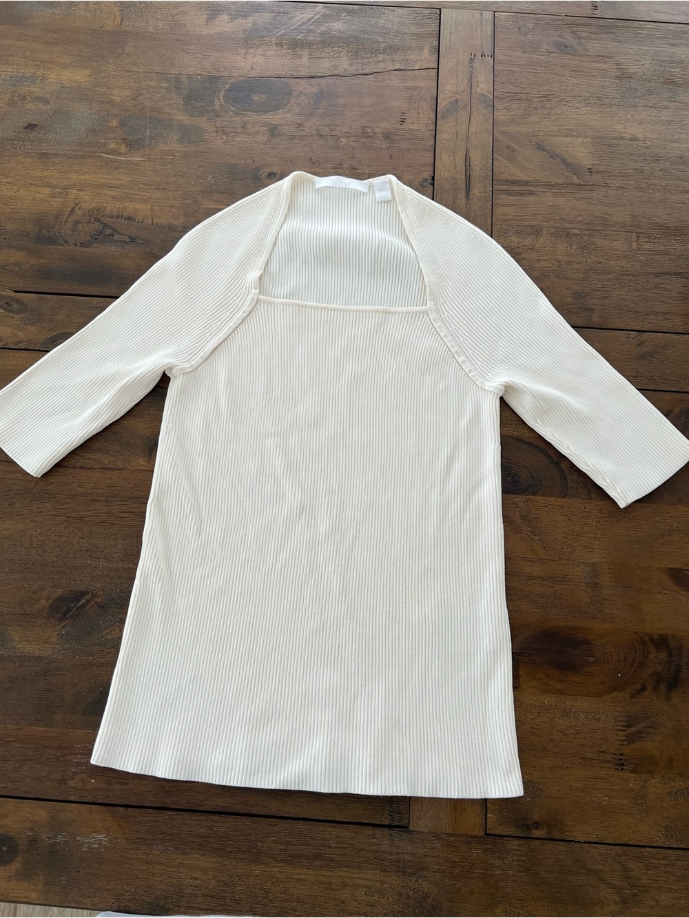 Boss Cream Ribbed Square-Neck Tunic